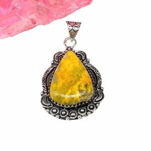 Bumblebee Jasper Necklace Pendant 925 Sterling Silver Overlay